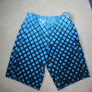 Blue and Black Pacific Surf Checkerish Fade Board Shorts